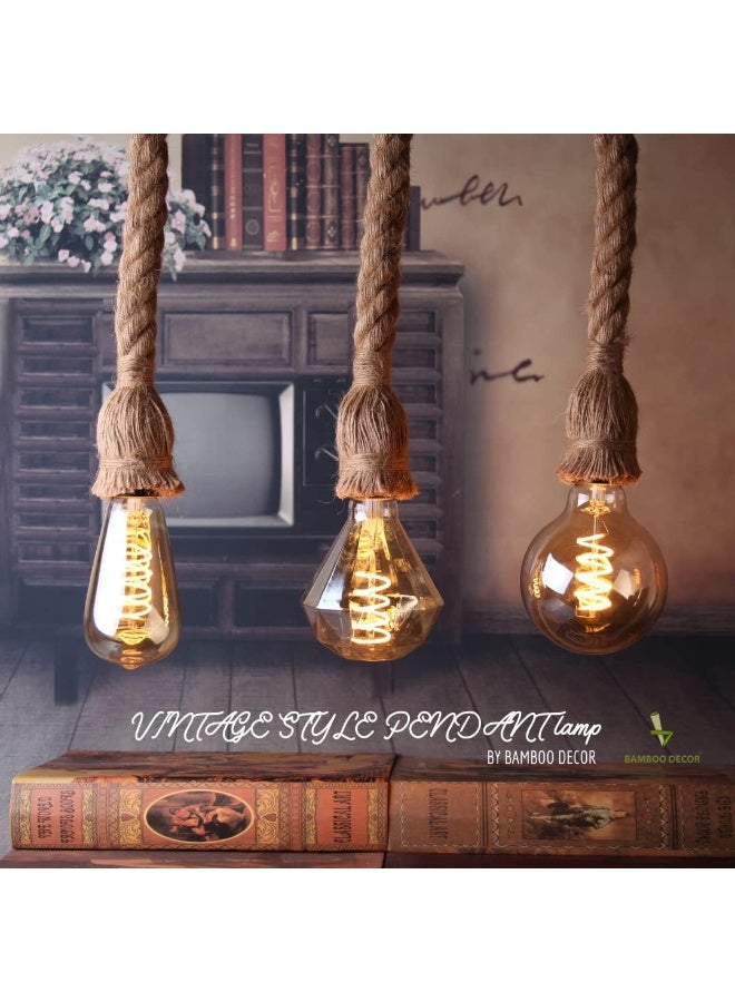 AFN Vintage Rope Pendant Light Hanging Ceiling Lamp | Industrial Style Decorative Hanging Light for Living Room, Bedroom, Kitchen & Cafe | E27 Bulb Holder - Image 5
